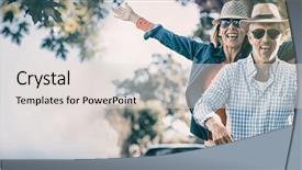  Presentation with bicycle - Slide set with mode - mature couple enjoying while riding background and a lemonade colored foreground