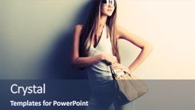  Presentation with wall - Beautiful theme featuring model - attractive young woman posing backdrop and a ocean colored foreground