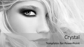  Presentation with long hair - Presentation theme featuring model - close-up black and white portrait background and a light gray colored foreground