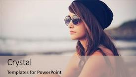  Presentation with mens fashion portrait - Cool new slide set with model - fashion portrait of young hipster backdrop and a soft green colored foreground