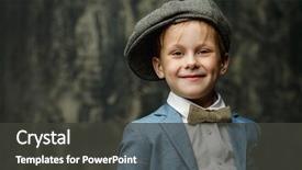  Presentation with craft for kids child art - PPT theme featuring 7 s model - kid's fashion happy child boy background and a dark gray colored foreground