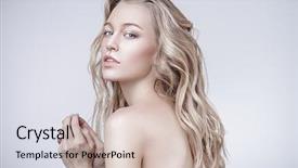  Presentation with cosmetics natural - Beautiful slides featuring model - portrait of a beautiful blonde backdrop and a soft green colored foreground