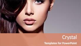  Presentation with long service award - PPT theme with model - portrait of the beautiful young background and a coral colored foreground