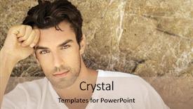  Presentation with man in nature - PPT theme enhanced with model - portrait of young man outdoors background and a coral colored foreground