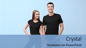  Presentation with black woman - Presentation design featuring model - young woman and man background and a light blue colored foreground