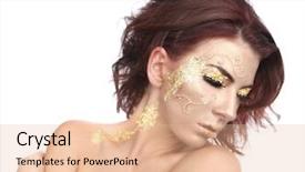  Presentation with brilliant gold - Slides featuring model adorned with gold leaf background and a  colored foreground