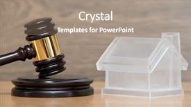  Presentation with house model software - Slide set enhanced with model and a brown gavel background and a coral colored foreground