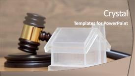  Presentation with gavel - Cool new PPT layouts with model and a brown gavel backdrop and a coral colored foreground