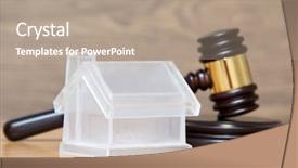  Presentation with toy model - Colorful PPT layouts enhanced with model and a brown gavel backdrop and a coral colored foreground