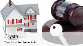  Presentation with toy model - Slide deck with model and a brown gavel background and a white colored foreground