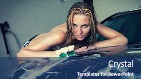  Presentation with car wash - Cool new presentation theme with model at the car wash backdrop and a ocean colored foreground
