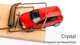  Presentation with loan car - Amazing slides having model car in a mousetrap backdrop and a light gray colored foreground