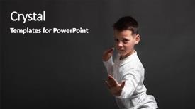  Presentation with gray - Cool new PPT layouts with model child posing on gray backdrop and a  colored foreground