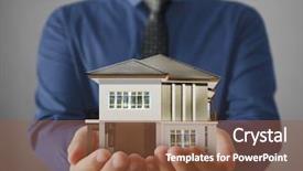  Presentation with house - Presentation theme consisting of model concept in the hand background and a  colored foreground