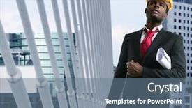  Presentation with architect - Audience pleasing theme consisting of industrial black - african american architect engineer backdrop and a ocean colored foreground