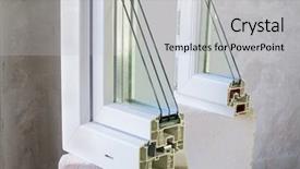  Presentation with concrete block - Colorful presentation design enhanced with two sample of pvc windows backdrop and a light gray colored foreground