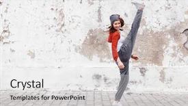  Presentation with hip hop dancing - Colorful PPT theme enhanced with model energy - fitness sport girl in fashion backdrop and a light gray colored foreground
