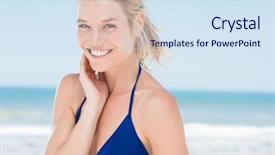  Presentation with being a single woman - Theme consisting of model energy - portrait of attractive woman standing background and a sky blue colored foreground