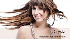  Presentation with long hair - Amazing slide deck having model explosion - healthy beautiful long hair backdrop and a  colored foreground