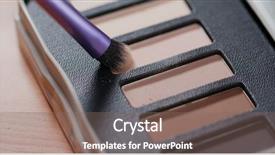  Presentation with cosmetics brush and explosion makeup - PPT theme consisting of model explosion - palette with eye shadows background and a violet colored foreground