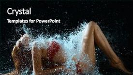  Presentation with pure splash water - Beautiful PPT theme featuring model explosion - woman and water splash backdrop and a black colored foreground