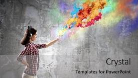  Presentation with casual young people - Presentation featuring model explosion - young pretty woman in casual background and a  colored foreground