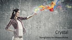  Presentation with pretty japanese - Colorful presentation theme enhanced with model explosion - young pretty woman in casual backdrop and a  colored foreground