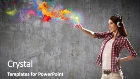  Presentation with pretty japanese - PPT layouts consisting of model explosion - young pretty woman in casual background and a gray colored foreground