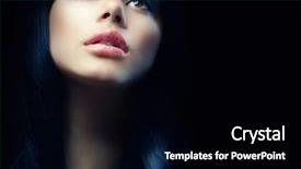  Presentation with black girl - Cool new presentation theme with model eye - beautiful brunette girl over black backdrop and a black colored foreground