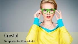  Presentation with bright - Audience pleasing theme consisting of model eye - close-up portrait of a pretty backdrop and a yellow colored foreground