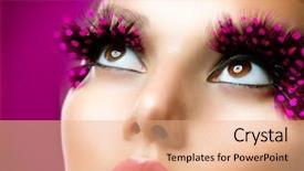  Presentation with eyelashes - Beautiful PPT layouts featuring model eye - creative makeup false eyelashes backdrop and a coral colored foreground