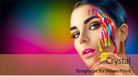  Presentation with girl model - Audience pleasing theme consisting of model girl colorful face paint backdrop and a coral colored foreground