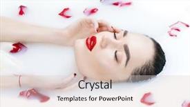  Presentation with beautiful young girl red - Presentation design enhanced with model girl in milk bath background and a lemonade colored foreground