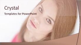  Presentation with girl model - Presentation theme having model girl in red dress background and a  colored foreground