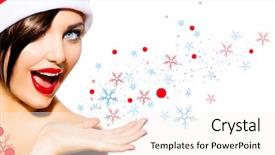  Presentation with true beauty - Presentation theme consisting of model girl in santa hat background and a sky blue colored foreground