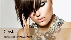  Presentation with girl model - Presentation theme with model girl portrait trendy hair background and a coral colored foreground