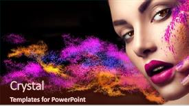  Presentation with girl model - Colorful slide deck enhanced with model girl portrait with color backdrop and a tawny brown colored foreground