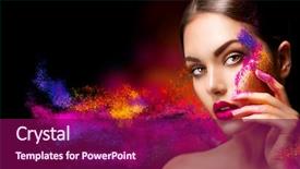  Presentation with color powder - Colorful PPT theme enhanced with model girl portrait with colorful backdrop and a violet colored foreground