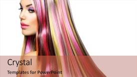  Presentation with girl model - Slide deck having model girl with colorful dye background and a red colored foreground