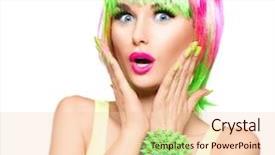  Presentation with hair colouring - Slide set enhanced with model girl with colorful dye background and a lemonade colored foreground