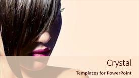  Presentation with haircut - PPT layouts with model girl with fashion hair background and a  colored foreground