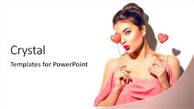  Presentation with heart love - Slide deck enhanced with model girl with valentine heart background and a white colored foreground