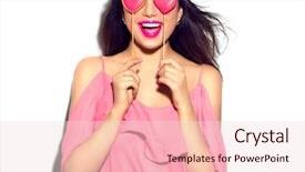  Presentation with girl model - Beautiful PPT layouts featuring model girl with valentine heart backdrop and a lemonade colored foreground