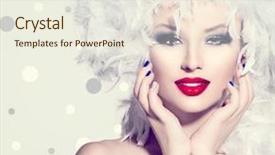  Presentation with girl model - Cool new slides with model girl with white feather backdrop and a sky blue colored foreground