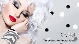  Presentation with beauty and fashion - Beautiful slide set featuring model girl with white feather backdrop and a light gray colored foreground