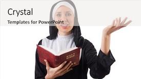  Presentation with nun - PPT theme having model gospol - pretty nun with bible isolated background and a  colored foreground