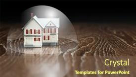  Presentation with bubble - Slide set enhanced with model-house-on-a-wooden background and a violet colored foreground