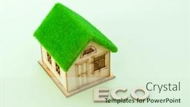  Presentation with eco - PPT theme having model-house-with-inscription-eco background and a soft green colored foreground