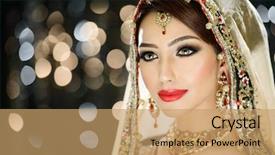  Presentation with indian traditional - Presentation theme with model in ethnic indian bridal background and a coral colored foreground
