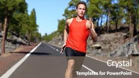  Presentation with athlete - Amazing PPT theme having model in his twenties running backdrop and a coral colored foreground
